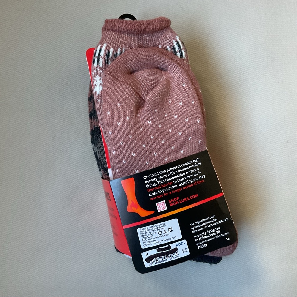Muk Luks Women's Thermal Socks Heat Retainers 2 Pair Fits Shoe Sz 6-11 - Picture 3 of 5